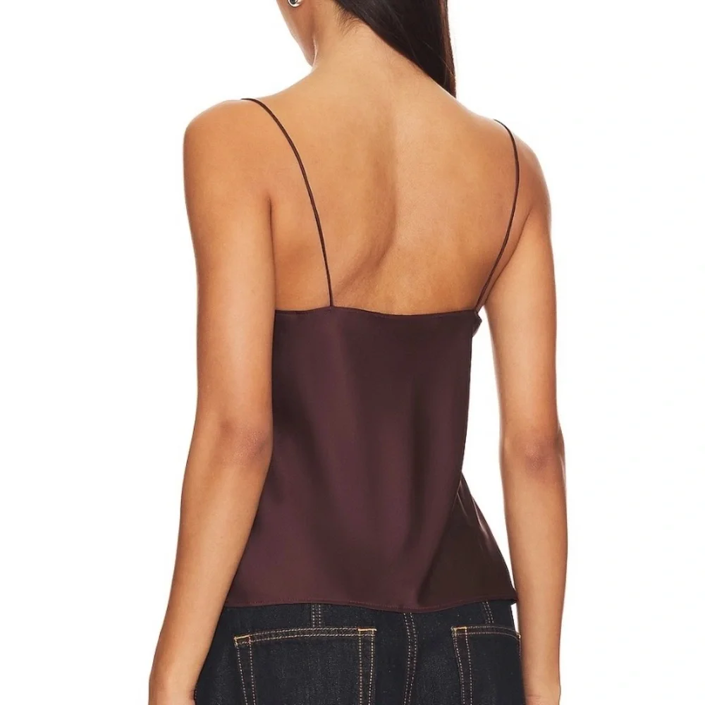 Lioness Deep Brown Satin Tie-Front Camisole - Picture 2 of 3